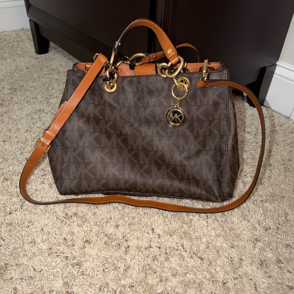Michael Kors Brown and Tan Satchel